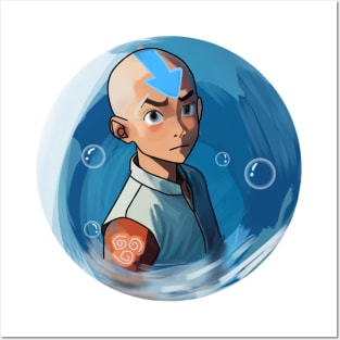 Aang - Avatar Airbender Blue Japanese Katara Posters and Art